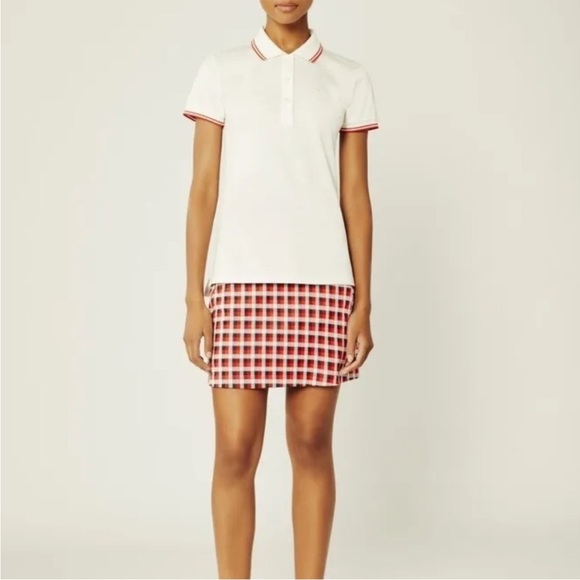 Tory Burch Performance Jacquard Mini Skort Skirt in Red Perfect Check Sz M
